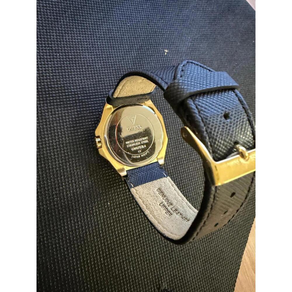 GUESS Women's Multi-Function Black Leather Watch … - image 4